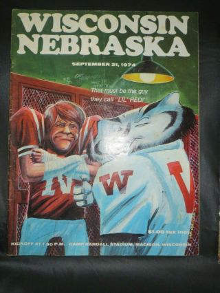 1974 University Of Wisconsin Badgers Football Program Vs Nebraska Cornhuskers