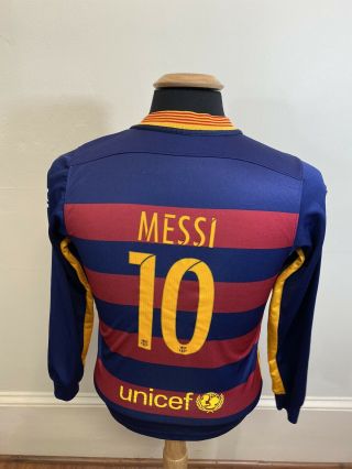 Nike Lionel Messi Fc Barcelona Vapor Match Home L/s Jersey 2015 Youth 26 Xl Kids
