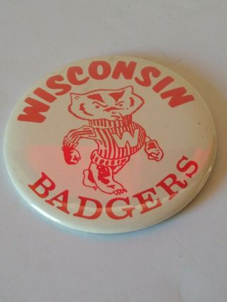 Vintage University Of Wisconsin Bucky The Badger Mascot Pinback Button 2.  25 "