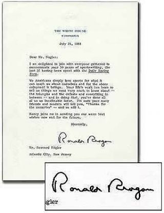 Ronald Reagan / Typed Letter Autotype Signed As President On White House
