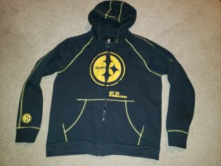 Pittsburgh Steelers Full Zip Hoodie Sweatshirt Jacket Mens Large L Pro Line Nfl
