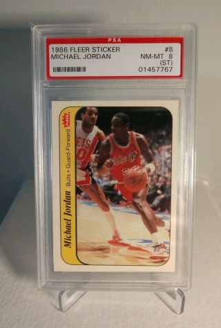 1986 Fleer Sticker Michael Jordan Rookie Card Psa Chicago Bulls