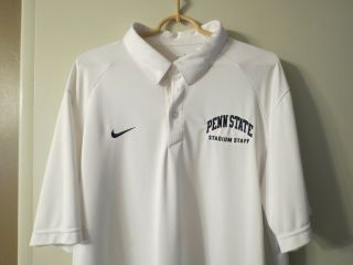 Penn State Stadium Staff Nike Polo Shirt,  Dri Fit,  Size Xl,  White,  Great Cond.