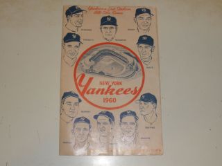 1960 Yankees Official Program And Score Card Mickey Mantle Roger Maris
