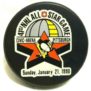 1990 Nhl All Star Game Official Game Puck 41st Pittsburgh Trench Mfg