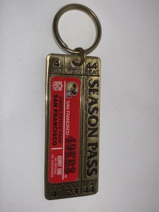 San Francisco 49ers Vintage Brass Nfl Season Pass Key Chain - Candlestick Park