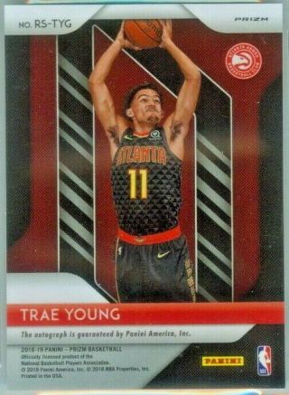 Trae Young 2018 - 19 Panini Prizm Choice Red Rookie Autograph Key RC Auto HAWKS 2