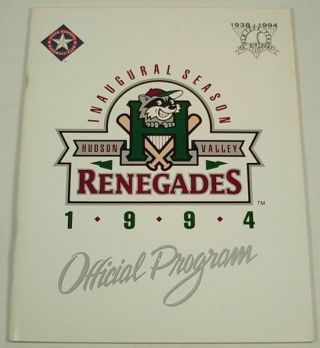 Hudson Valley Renegades Texas Rangers 1994 Program Inaugural Season