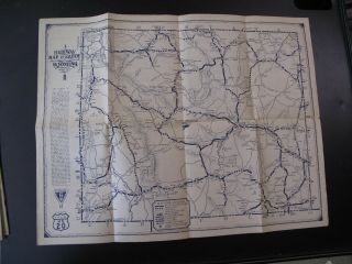 Scarce 1920s Highway Road Map Guide Wyoming Cheyenne Arapahoe Jackson Laramie