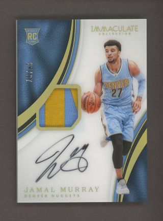 2016 - 17 Immaculate Jamal Murray Rpa Rc Rookie Patch Auto 25/27 Nuggets