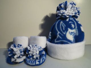 Duke Baby Hat Handmade Newborn Beanie & Booties Fleece Set Univ Blue Devils 2
