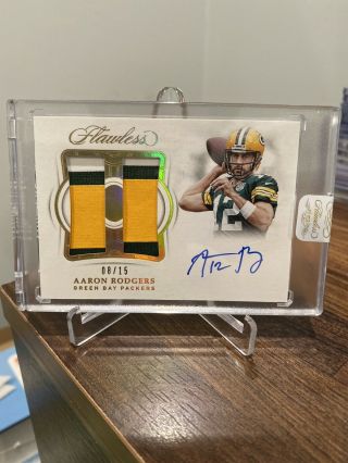 2018 Panini Flawless Dual Patch Autograph Aaron Rodgers 08/15 Green Bay Packers
