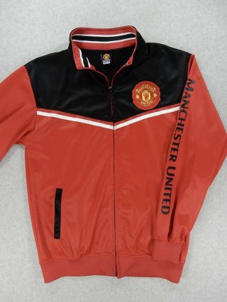 Manchester United Full Zip Soccer Warm Up Jacket (adult Medium) Black/red
