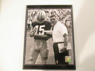 Bart Starr & Vince Lombardi Green Bay Packers On Field Photo On A 9 X 12 Plaque