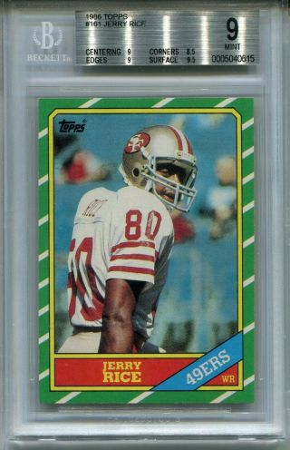 1986 Topps Football 161 Jerry Rice Rookie Card Rc Bgs 9