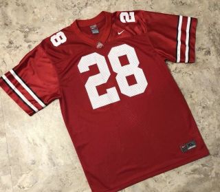 Nike Team The Ohio State Buckeyes 28 Home Red Football Jersey Youth Xlarge Xl