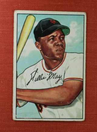 ∎ 1952 Bowman Baseball Card Willie Mays 218 Good To Vg