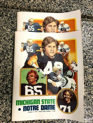1977 Notre Dame Fighting Irish Vs Michigan State Spartans Football Program Good