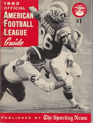 1962 Tsn Official American Football League Guide Afl Mt Look