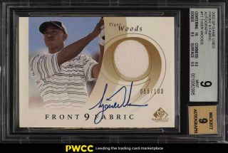 2002 Sp Game Front 9 Fabric Tiger Woods Auto Patch /100 Bgs 9 (pwcc)