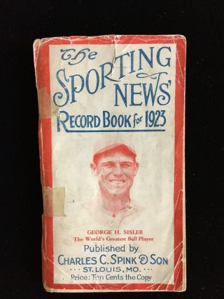 The Sporting News Record Book For 1923 George Sisler