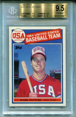 1985 Topps Baseball 401 Mark Mcgwire Rookie Card Rc Bgs 9.  5