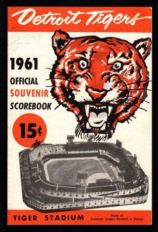 1961 Detroit Tigers Vs Boston Red Sox Scored Program -