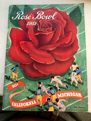 Rose Bowl 1951 Cal Vs Michiagan Football Program
