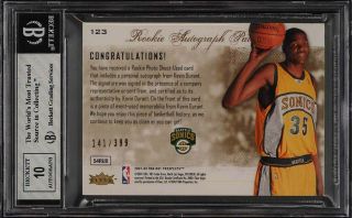 2007 Fleer Hot Prospects Kevin Durant ROOKIE AUTO PATCH /399 123 BGS 8 (PWCC) 2