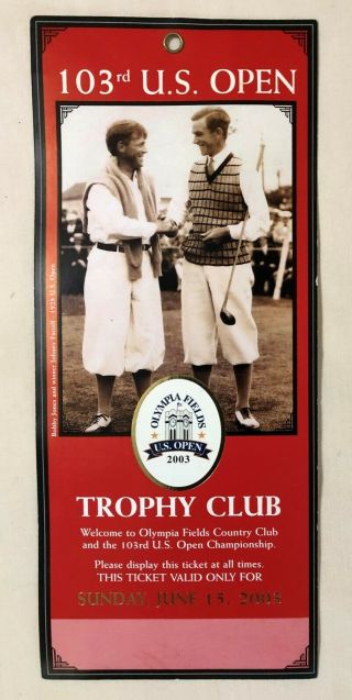 2003 Us Open Pga Golf Ticket Stub - Sunday 6/15/03 Jim Furyk Win Olympia Fields