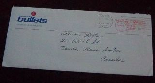 Washington Bullets Basketball Club Envelope Post Mark 1974 Fan Mail Order Nba