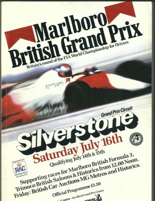 1983 British Grand Prix Race Program Silverstone Won By Prost,  Renault