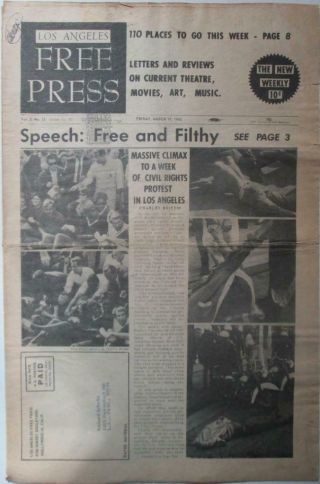 Los Angeles Press.  Civil Rights March Protests Underground Newspaper 1965