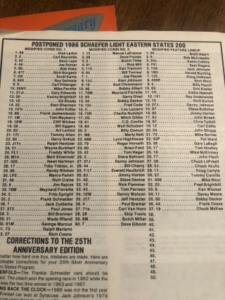 1986 EASTERN STATES WEEKEND RACING PROGRAM ORANGE COUNTY RACEWAY 3