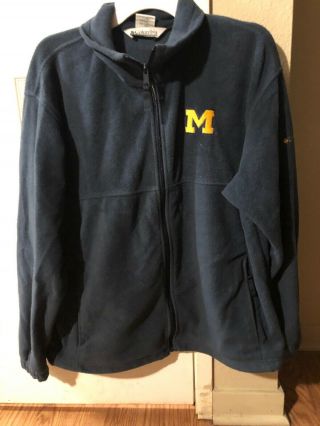 Columbia® Men’s Size L University Of Michigan Navy Blue Fleece Zip Up Jacket