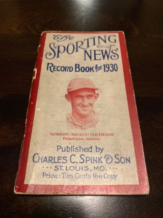 1930 The Sporting News Record Book Booklet Mickey Cochrane Detroit Tigers Vtg