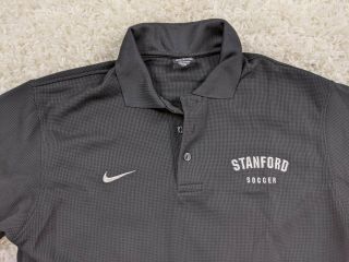 NIKE Stanford Cardinal Polo Shirt Mens Large Black White Soccer Team Lightweight 3