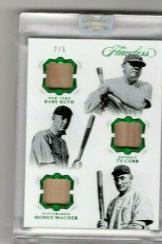 2019 Panini Flawless Triple Legends Relics Babe Ruth,  Ty Cobb,  Honus Wagner 2/5