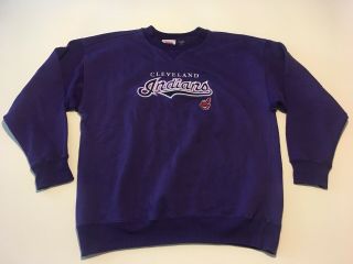 Cleveland Indians Chief Wahoo Sweatshirt Purple,  Mens Size Xl