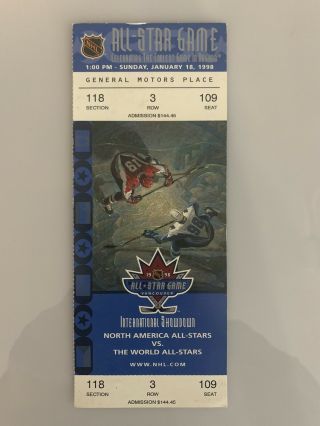 Rare Full Ticket 1998 Nhl All - Star Game Vancouver