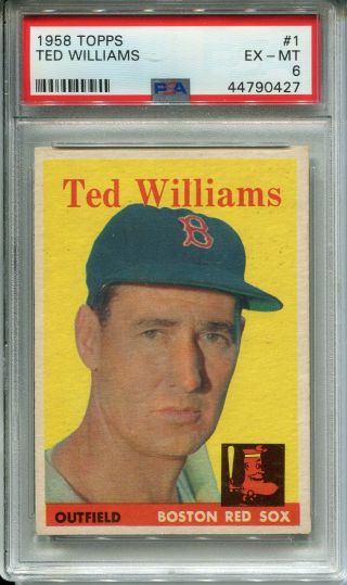1958 Topps 1 Ted Williams Psa 6 Ex - Mt Boston Red Sox