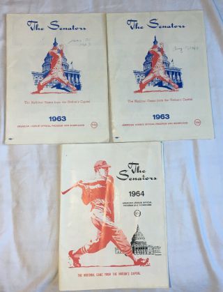 1963 And 1964 Washington Senators Program & Scorecard With Ticket & Parking Pass