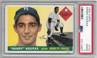 Sandy Koufax Brooklyn Dodgers 1955 Topps Rc Rookie 123 Psa 2 Good