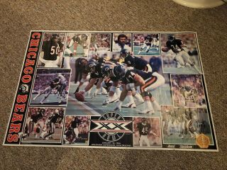 Vintage 1985 1986 Chicago Bears Bowl Poster 23 X 34