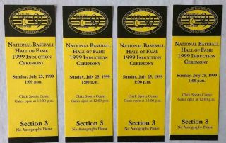 National Hall Of Fame 1999 Induction Ceremony Tickets (4),  Shpg
