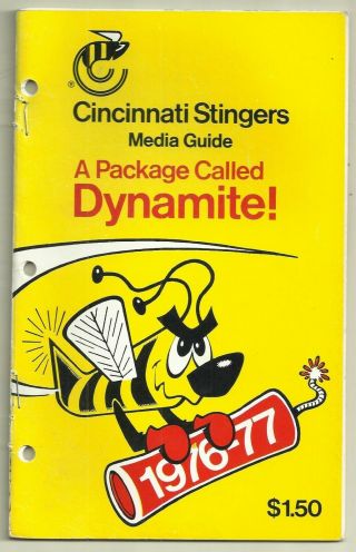 1976 - 77 Cincinnati Stingers Hockey Media Guide