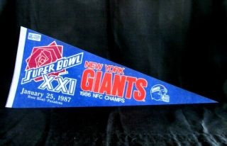 York Giants Pennant 1986 Nfc Champs Xxi Bowl 1987 Rose Bowl Calif