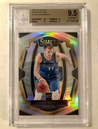 2018 - 19 Panini Select Luka Doncic Silver Prizm Premier Level Rookie Rc Bgs 9.  5