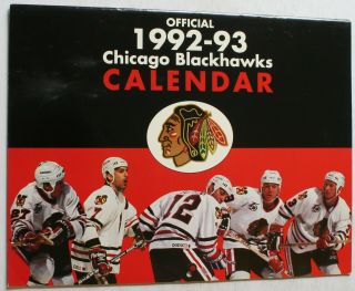 1992 - 93 Chicago Blackhawks Wall Calendar Chelios Roenick Belfour Nhl Coca - Cola