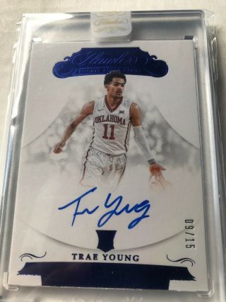 2018 - 19 Flawless Trae Young Encased Auto Sapphire 9/15 RC Hawks 2